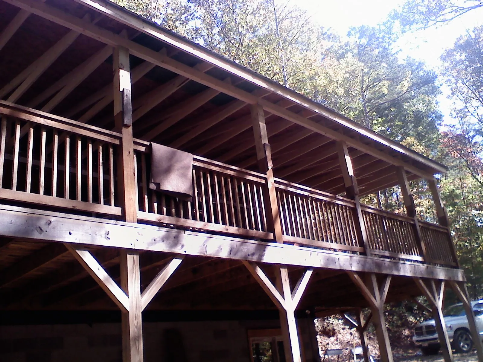 Timber framing under a new elevated porch and deck — Roof Leak Repair in Pocatello by Roofing Brothers